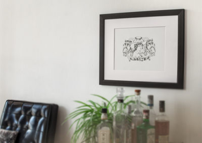 Cowgirl and Horse tattoo flash framed on wall