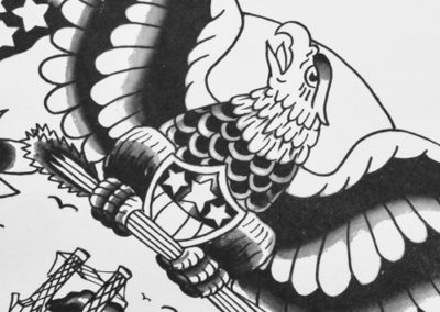 Closeup of American Eagle tattoo design