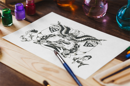 American Traditional Eagle with Ship and Mermaid Tattoo Flash | The Zeis  Studio