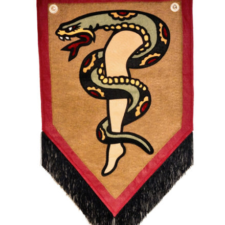 Snake on leg tattoo design banner